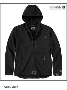 Carhartt Men’s Force Phoenix Black Hooded Softshell Jacket Size L NWT